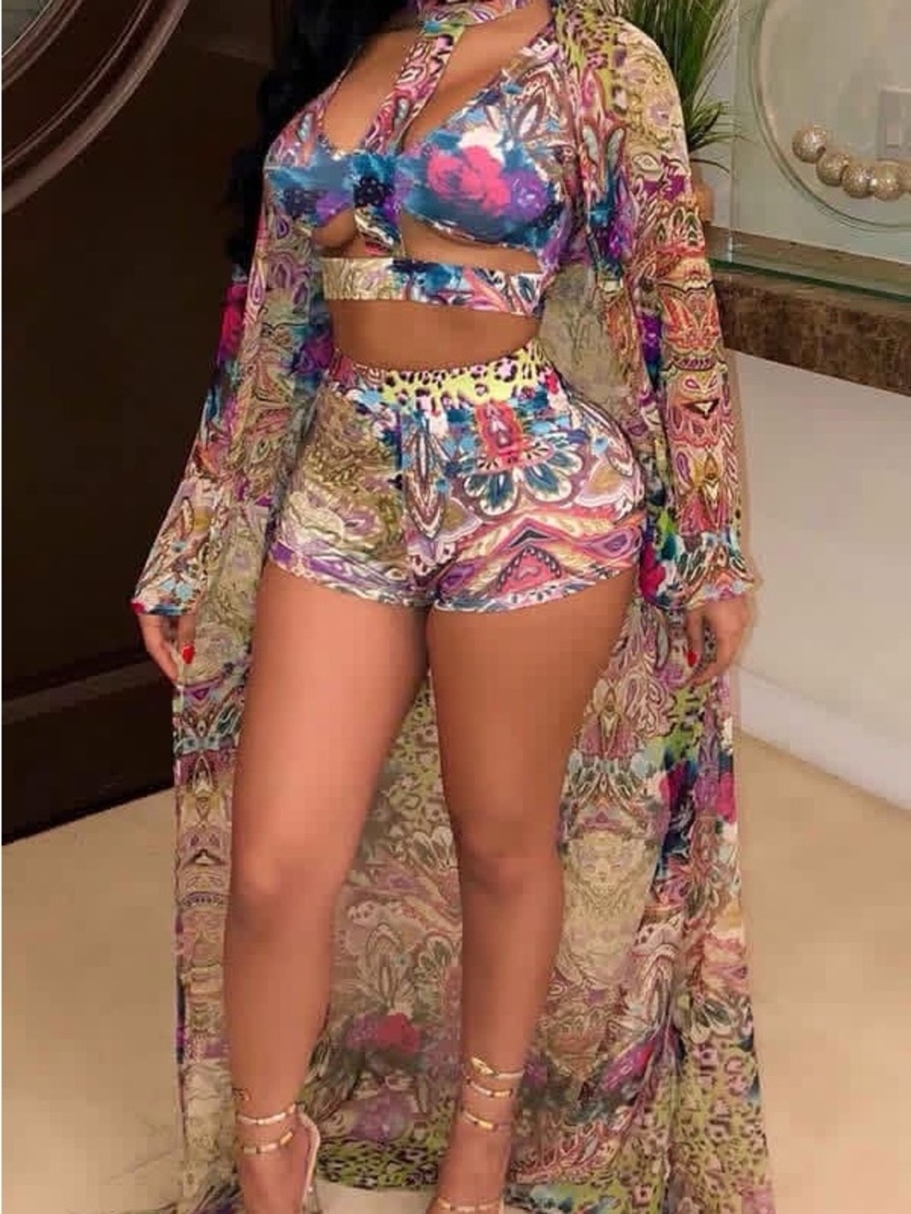 Colorful Paisley 3-Piece Beach Set - Multicolor